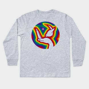 Rainbow Peace Dove Kids Long Sleeve T-Shirt